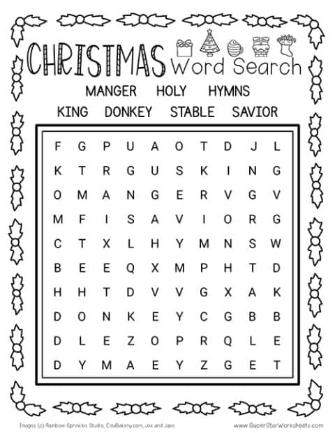 Christmas Word Search - Superstar Worksheets