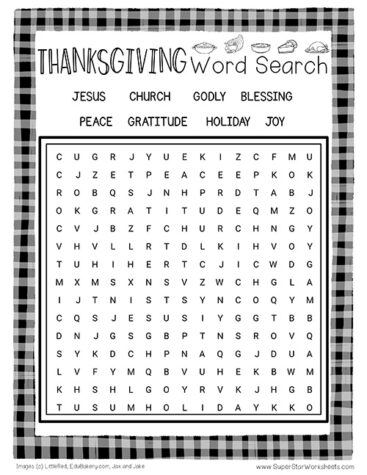 Thanksgiving Word Search - Superstar Worksheets