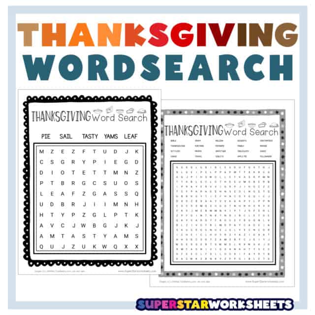 Thanksgiving Word Search - Superstar Worksheets