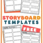 Storyboard template graphic with four examples of templates.