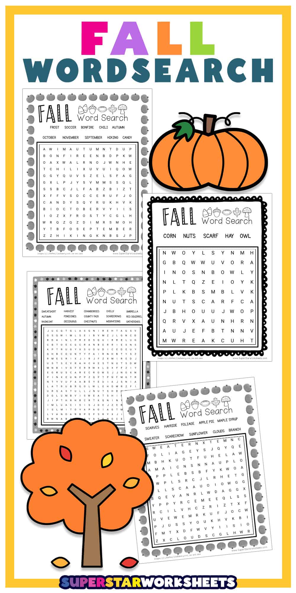 Fall Word Search - Superstar Worksheets