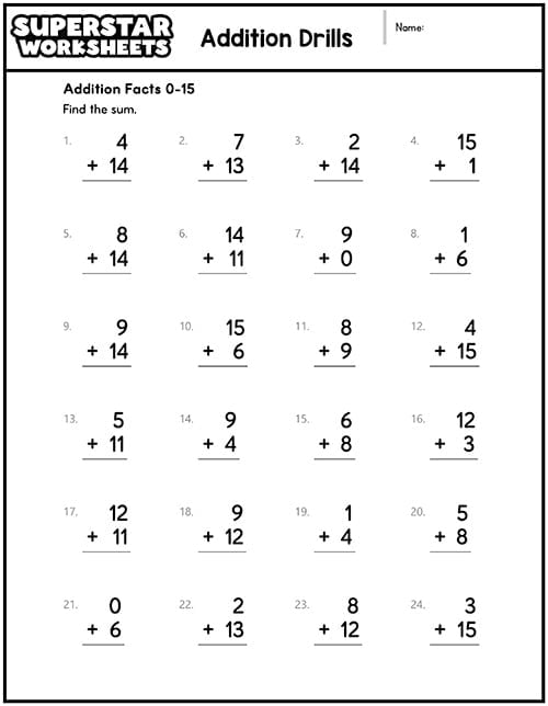 Addition Worksheets - Superstar Worksheets