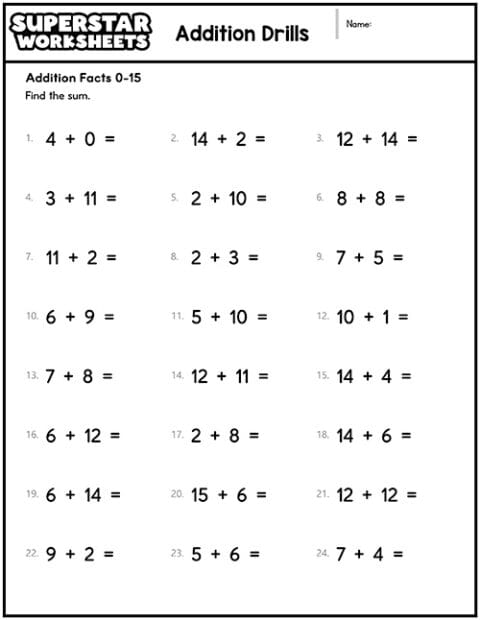 2nd Grade Addition Worksheets - Superstar Worksheets