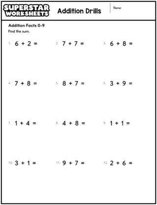 Addition Drills - Superstar Worksheets