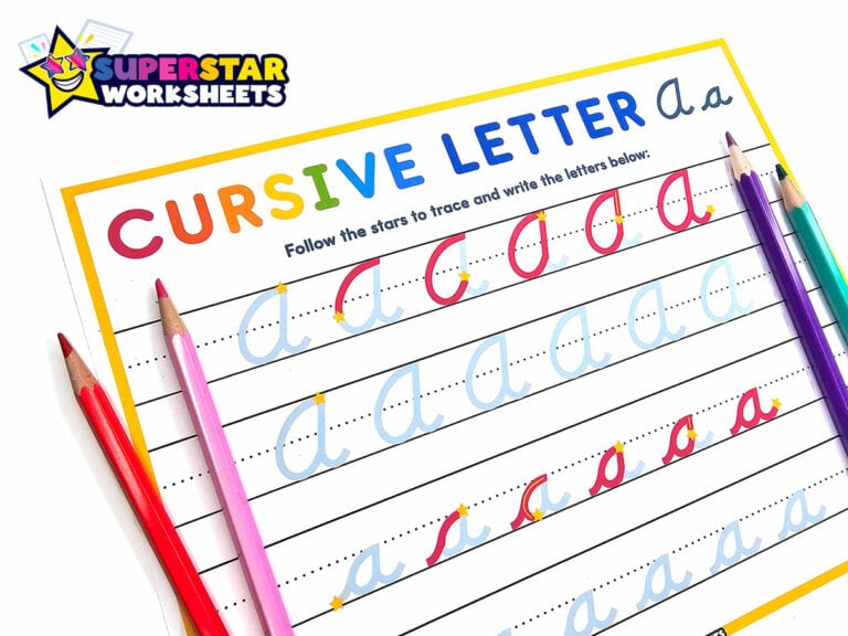 Cursive A - Superstar Worksheets