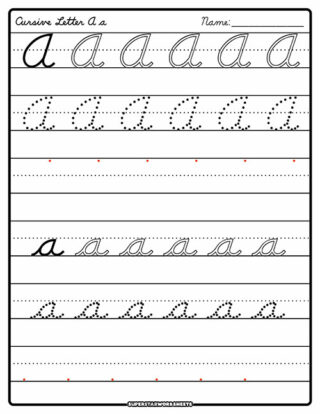 Cursive A - Superstar Worksheets