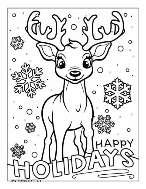 Reindeer Coloring Pages - Superstar Worksheets