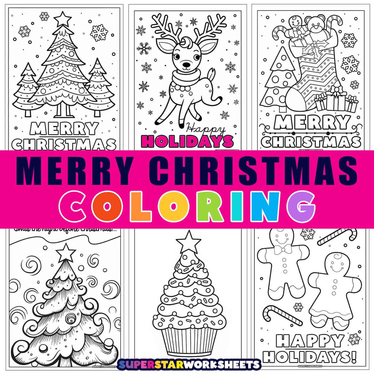 Merry Christmas Coloring Pages - Superstar Worksheets
