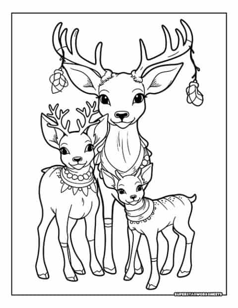 Reindeer Coloring Pages (Free Printables) - Superstar Worksheets