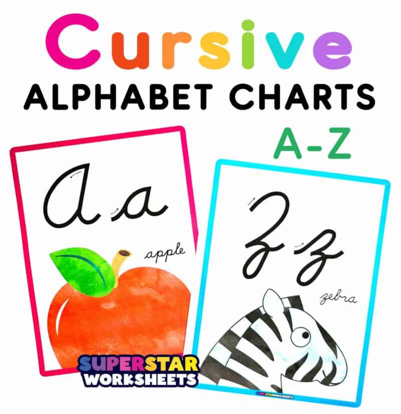 Cursive alphabet charts superstar worksheets
