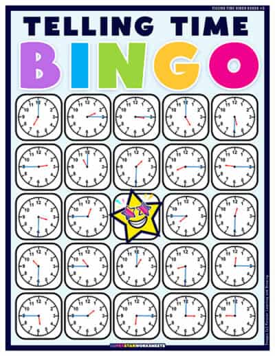 Telling Time Bingo - Superstar Worksheets