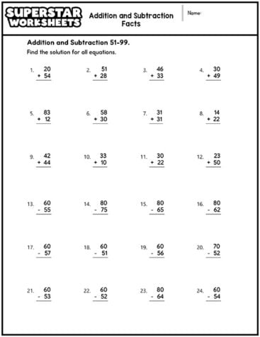 Subtraction Worksheets - Superstar Worksheets