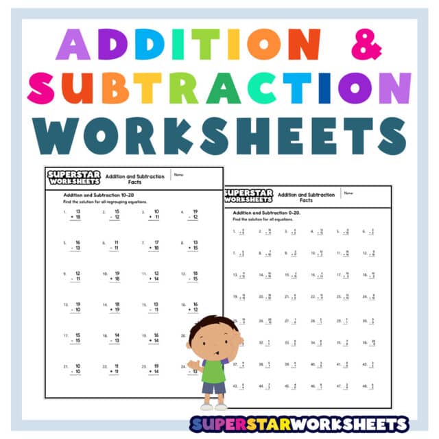 Addition and Subtraction Worksheets - Superstar Worksheets