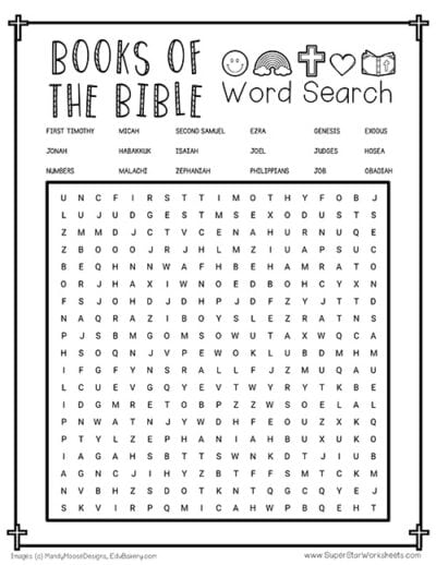 Books of the Bible Word Search - Superstar Worksheets