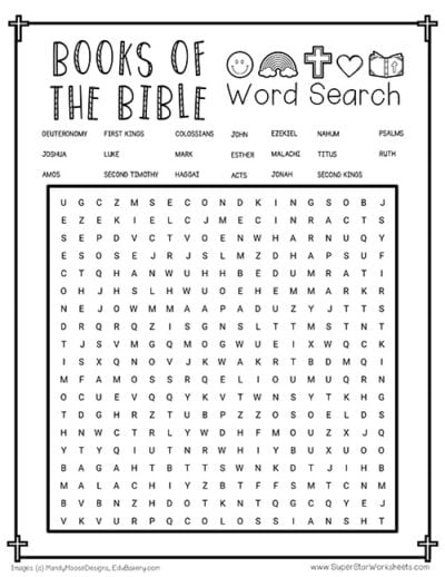 Books of the Bible Word Search - Superstar Worksheets