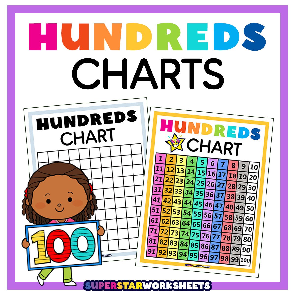 Math Clip Art--Counting Examples--100s Chart--Counting by 3s--Fill