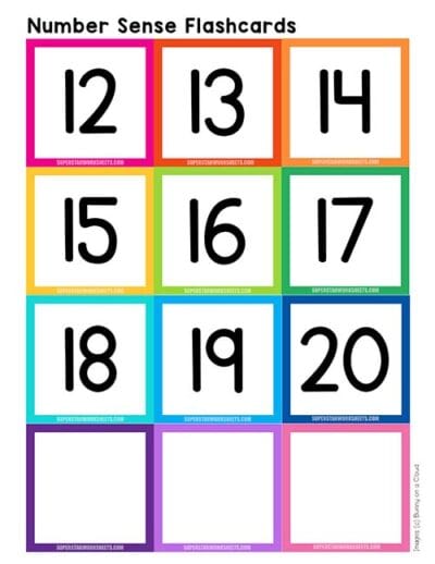 Number Sense Flashcards - Superstar Worksheets