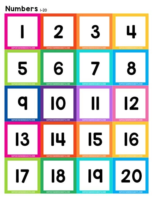 Large Printable Number Cards 1-10