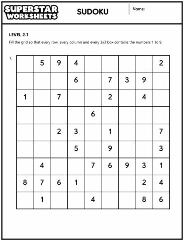 Sudoku Puzzles - Superstar Worksheets