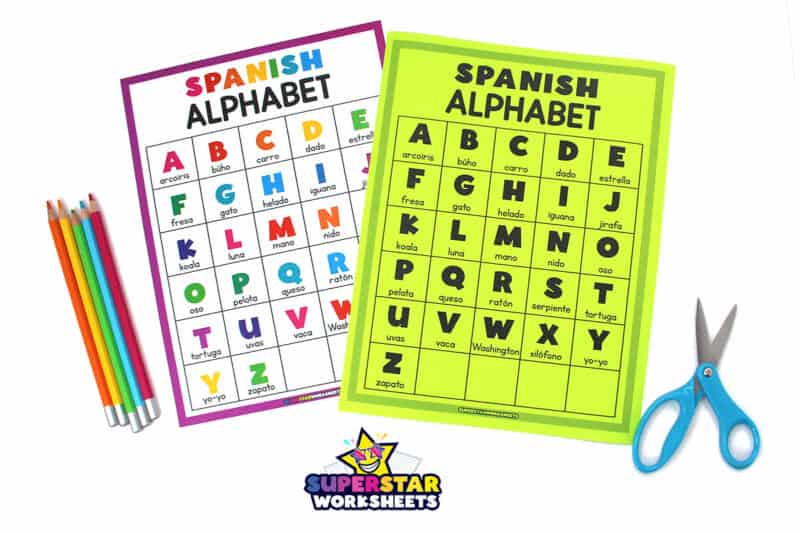 Spanish Alphabet Chart - Superstar Worksheets