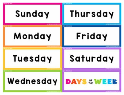 Days of the Week - Superstar Worksheets