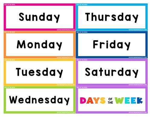 Days of the week: Dias da semana em inglês - Estudo Kids