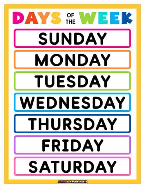 SPANISH Days of the Week Worksheets - Superstar Worksheets