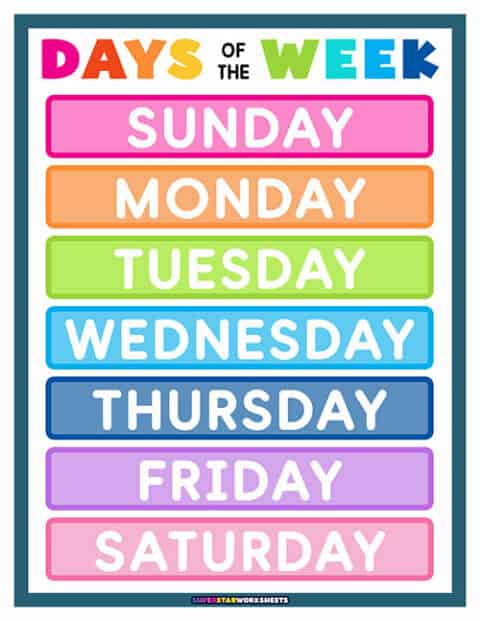 Days of the Week - Superstar Worksheets