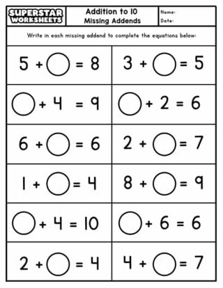 Single Digit Addition Worksheets - Superstar Worksheets