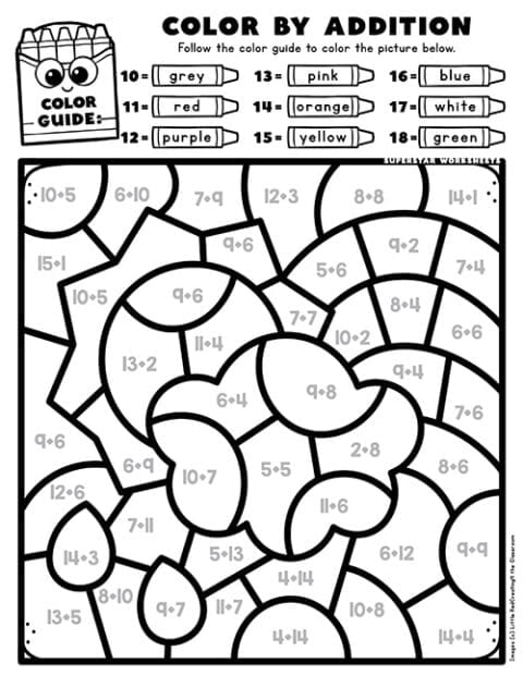 Spring Color by Number - Superstar Worksheets