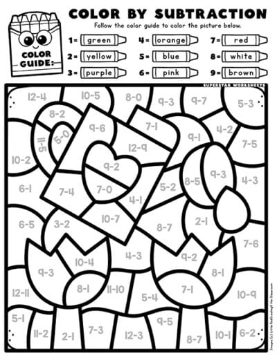 Spring Color by Number - Superstar Worksheets