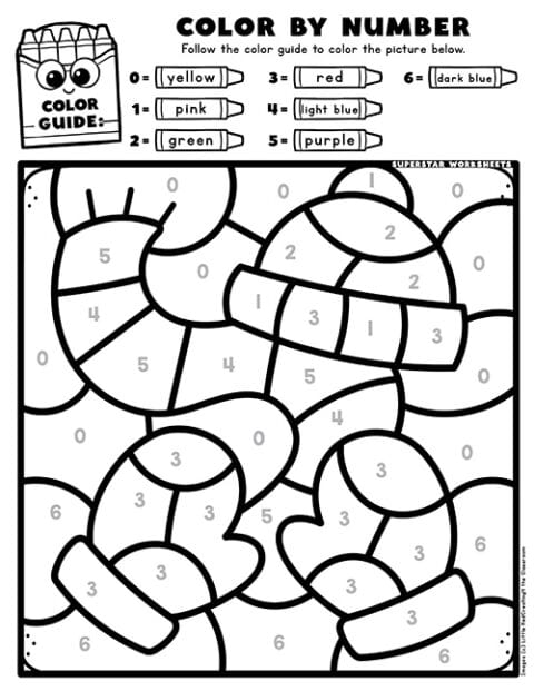 Winter Color by Number - Superstar Worksheets