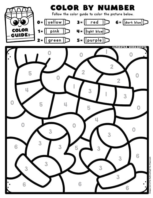 FREE Printable Color by shape /Printable winter Worksheets