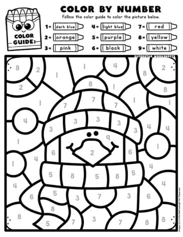 Winter Color by Number - Superstar Worksheets