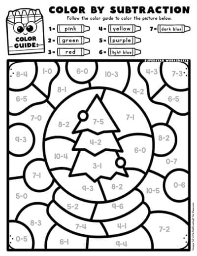 Winter Color by Number - Superstar Worksheets