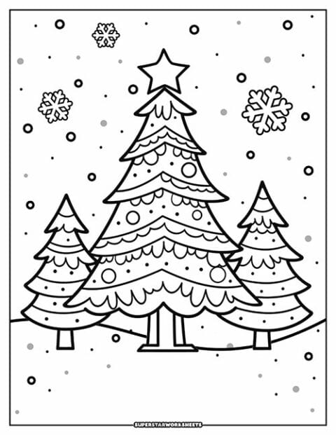 Christmas Tree Coloring Pages - Superstar Worksheets