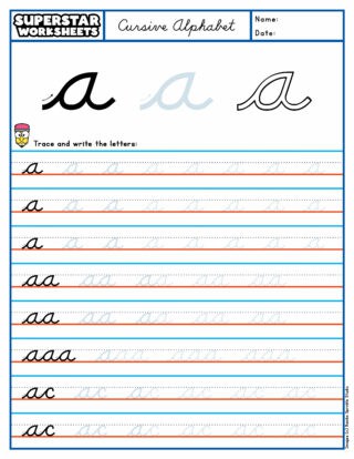 Cursive Handwriting - Superstar Worksheets