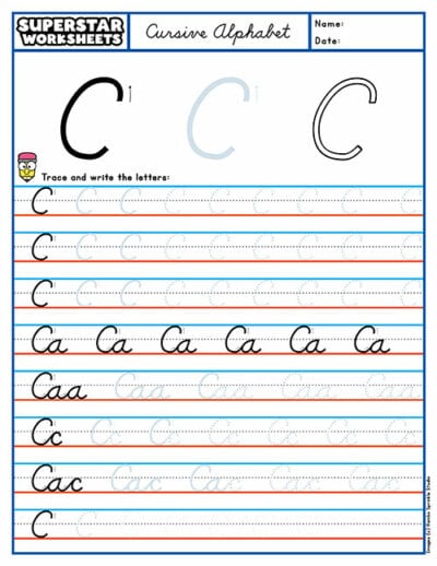 Cursive C - Superstar Worksheets