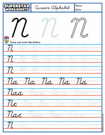 Cursive N - Superstar Worksheets