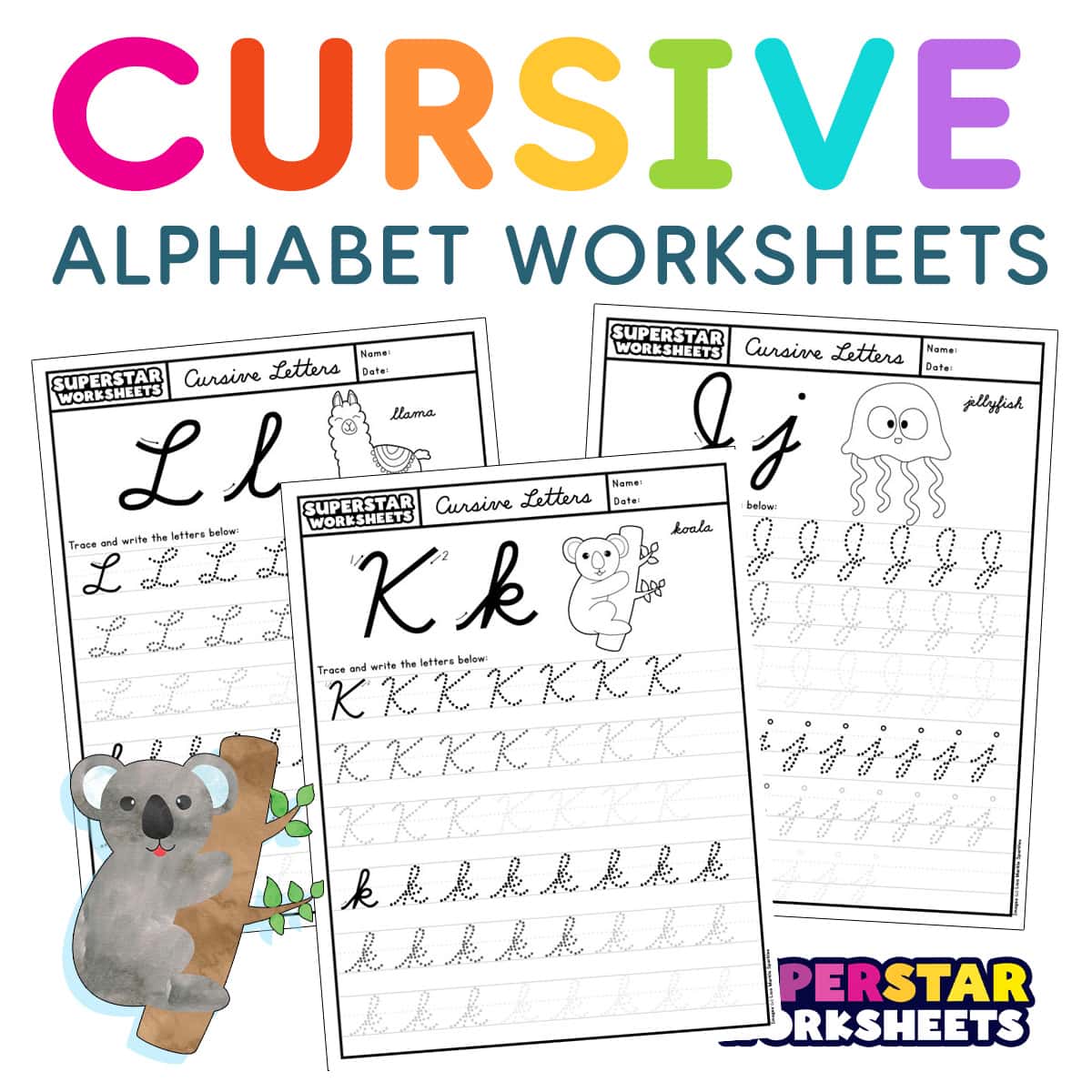 Cursive Alphabet Charts - Superstar Worksheets