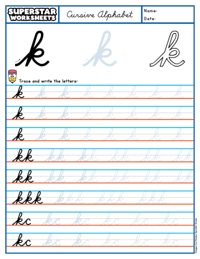 Cursive K - Superstar Worksheets