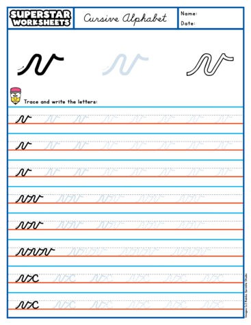 Cursive V - Superstar Worksheets