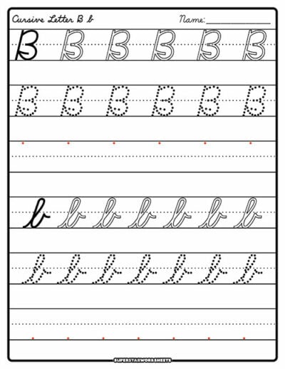 Cursive B - Superstar Worksheets