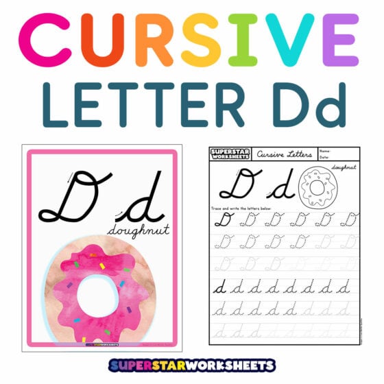 Cursive D - Superstar Worksheets