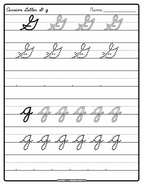 Cursive G - Superstar Worksheets