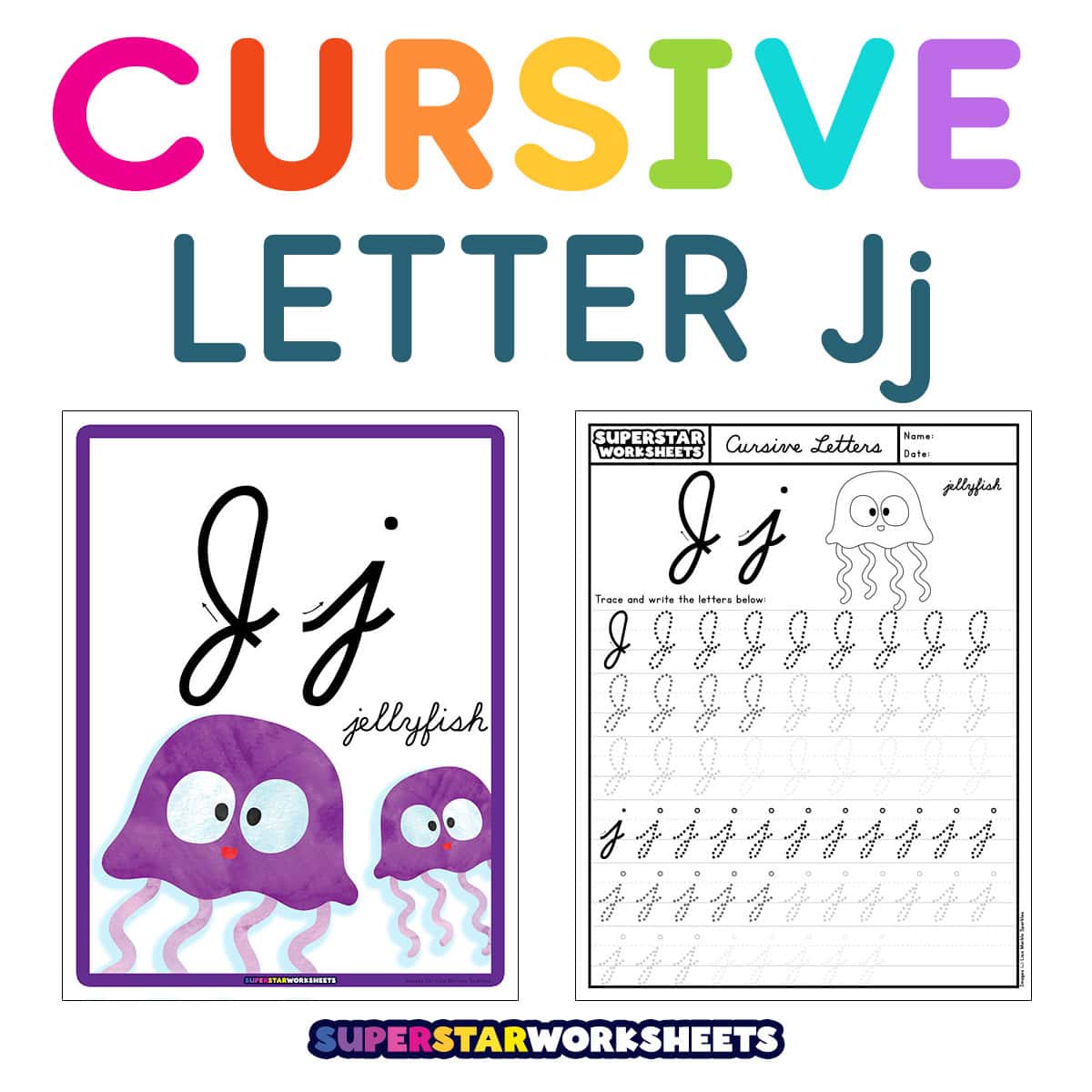 Cursive J - Superstar Worksheets