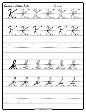 Cursive K - Superstar Worksheets