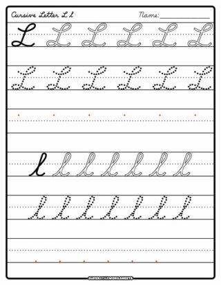 Cursive L - Superstar Worksheets