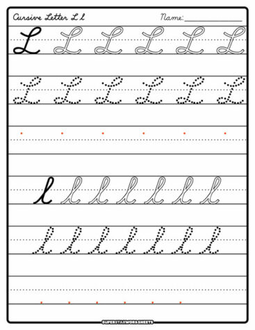 Cursive L - Superstar Worksheets