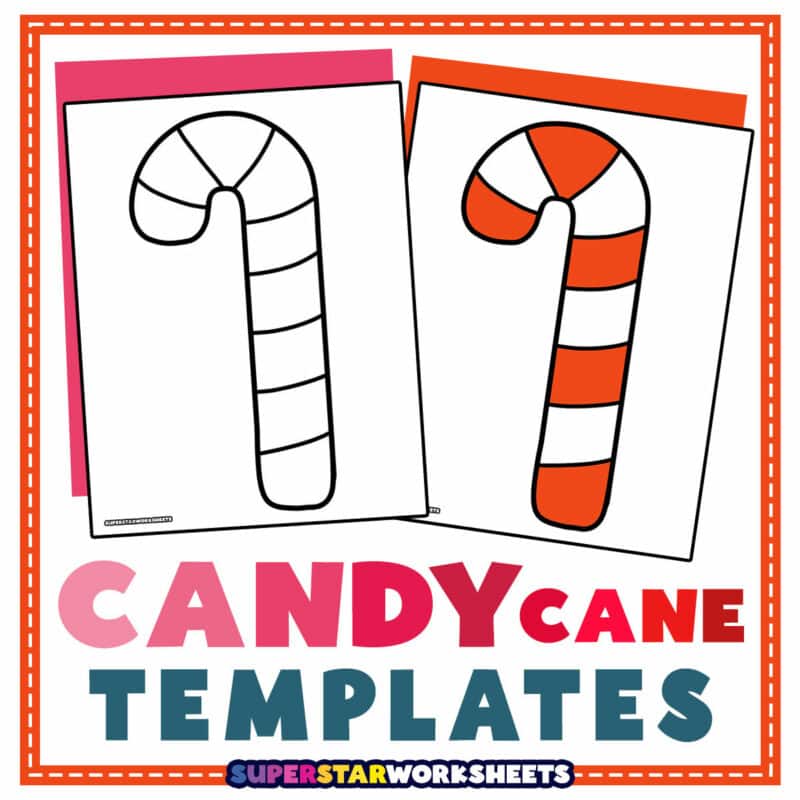 Candy Cane Template - Superstar Worksheets